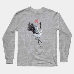 Japan Art Dancing Crane Long Sleeve T-Shirt